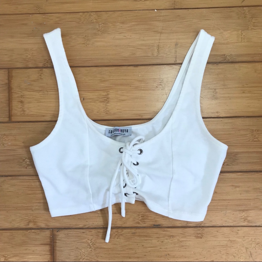 White Tie Up Crop Top